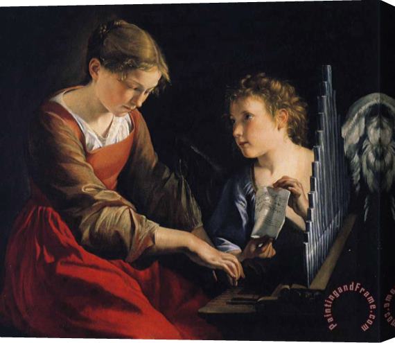 Orazio Gentleschi Saint Cecilia with an Angel Stretched Canvas Painting / Canvas Art