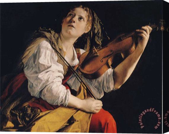 Orazio Gentleschi Young Woman Playing a Violin Stretched Canvas Print / Canvas Art