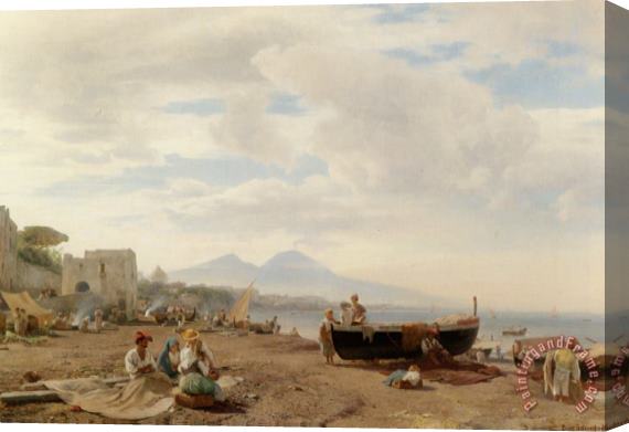 Oswald Achenbach Fishermen on The Amalfi Coast Stretched Canvas Painting / Canvas Art