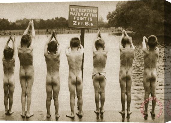 Others Boys Bathing In The Park Clapham Stretched Canvas Print / Canvas Art