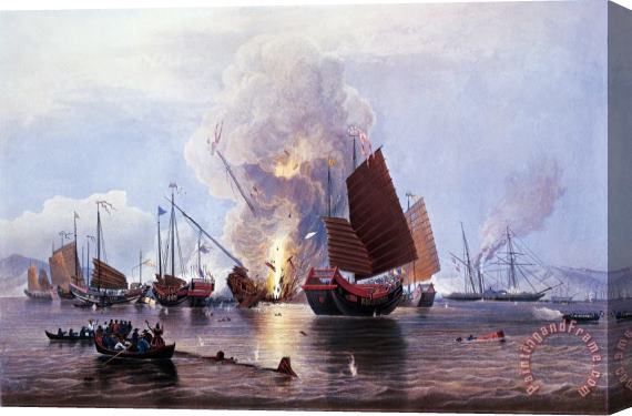 Others British Ships Destroying An Enemy Fleet In Canton Stretched Canvas Painting / Canvas Art