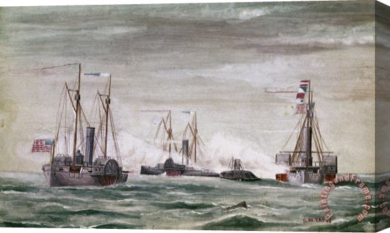 Others Civil War: Naval Battle Stretched Canvas Print / Canvas Art