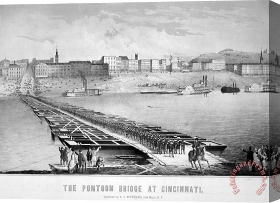 Others Civil War: Pontoon Bridge Stretched Canvas Painting / Canvas Art