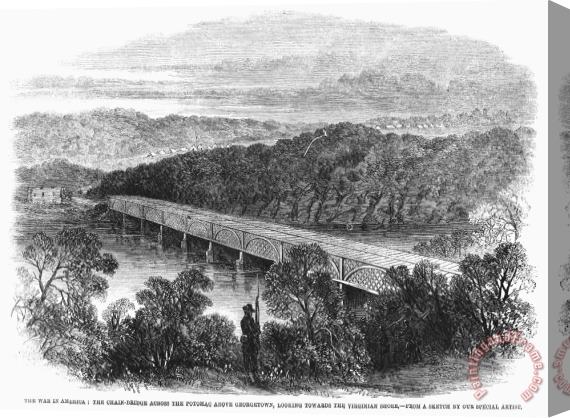Others Civil War: Potomac Bridge Stretched Canvas Painting / Canvas Art