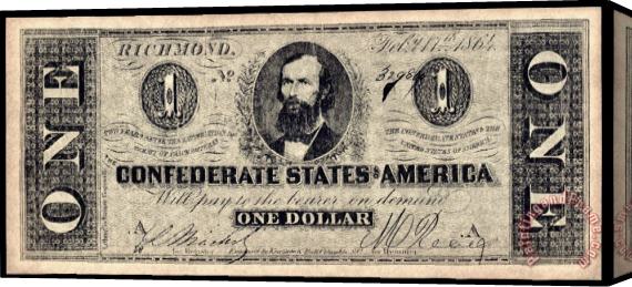 Others Confederate Banknote Stretched Canvas Print / Canvas Art