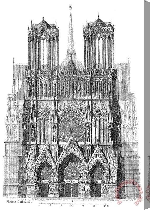 Others France: Reims Cathedral Stretched Canvas Painting / Canvas Art