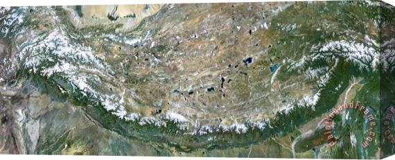 Others Himalaya Mountains Asia True Colour Satellite Image Stretched Canvas Painting / Canvas Art