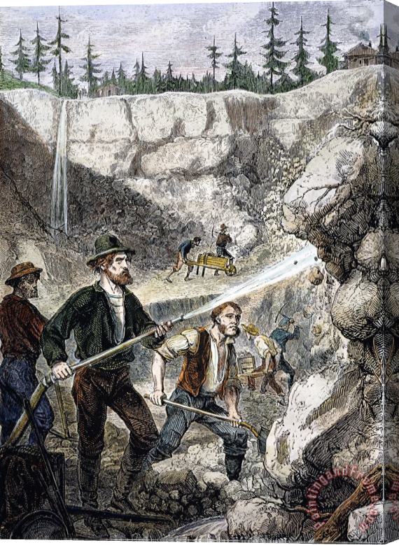 Others MINING IN CALIFORNIA, c1880 Stretched Canvas Print / Canvas Art