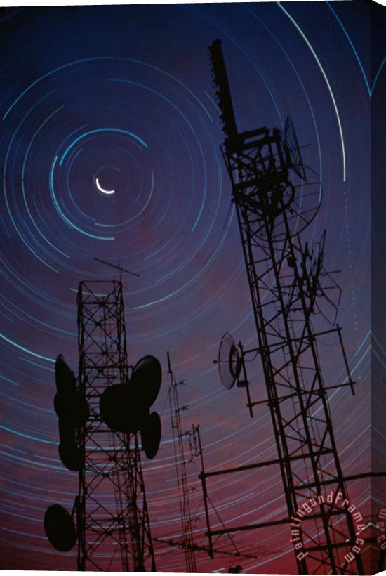 Others Radio Towers And Star Trails Stretched Canvas Painting / Canvas Art