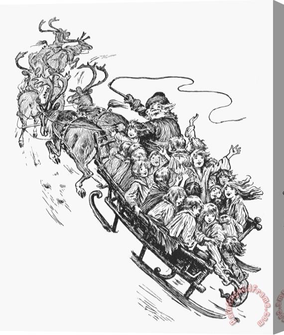 Others Santa Claus & Sleigh Stretched Canvas Painting / Canvas Art