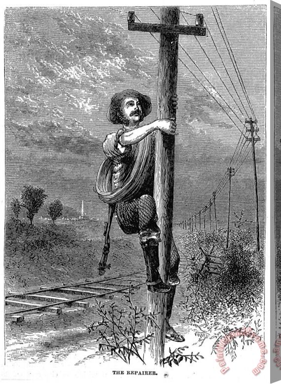Others Telegraph Repair Man, 1873 Stretched Canvas Print / Canvas Art