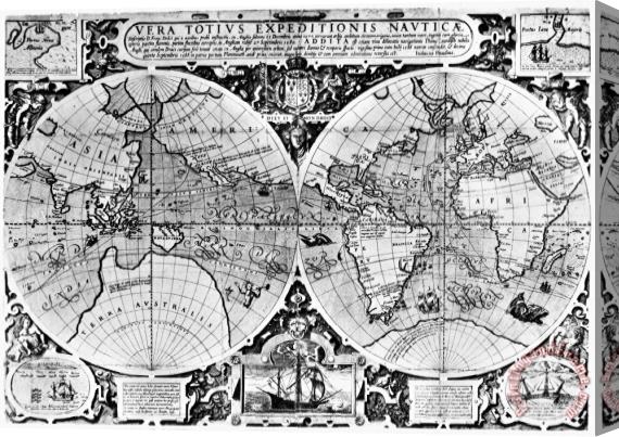 Others WORLD MAP, 16th CENTURY Stretched Canvas Painting / Canvas Art