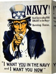 World S Largest Fully Steerable Radio Telescope And Barn Canvas Prints - World War I 1914 1918 American Recruitment Poster 1917 Navy Uncle Sam Is Calling You by Others