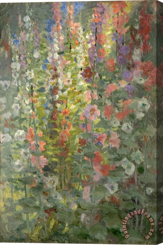 Otto Stark Hollyhocks Stretched Canvas Painting / Canvas Art