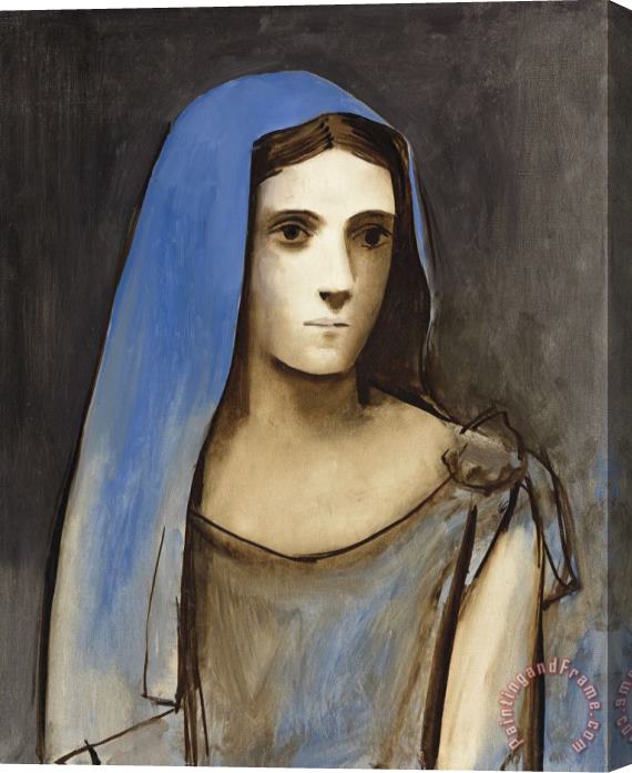 Pablo Picasso Buste De Femme Au Voile Bleu Stretched Canvas Print / Canvas Art