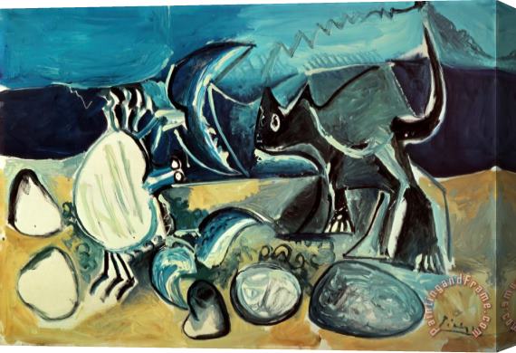 Pablo Picasso Cat And Crab on The Beach 1965 Stretched Canvas Print / Canvas Art