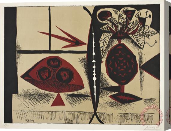 Pablo Picasso Composition Au Vase De Fleurs Stretched Canvas Print / Canvas Art