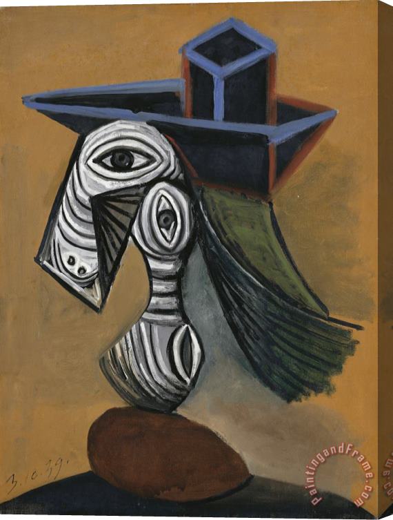 Pablo Picasso Femme Au Chapeau Bleu (woman in a Blue Hat) Stretched Canvas Print / Canvas Art