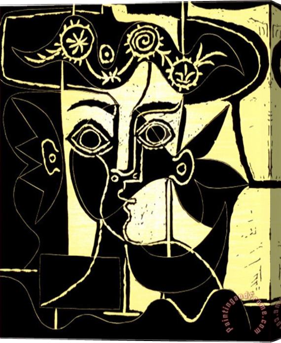 Pablo Picasso Femme Au Chapeau Orne C 1962 Stretched Canvas Painting / Canvas Art