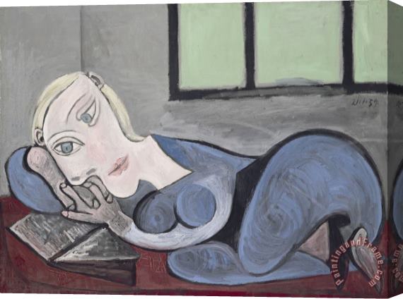 Pablo Picasso Femme Couchee Lisant (reclining Woman Reading) Stretched Canvas Painting / Canvas Art