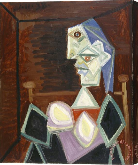 Pablo Picasso Femme De Profil Gauche a La Chevelure Bleue Stretched Canvas Painting / Canvas Art