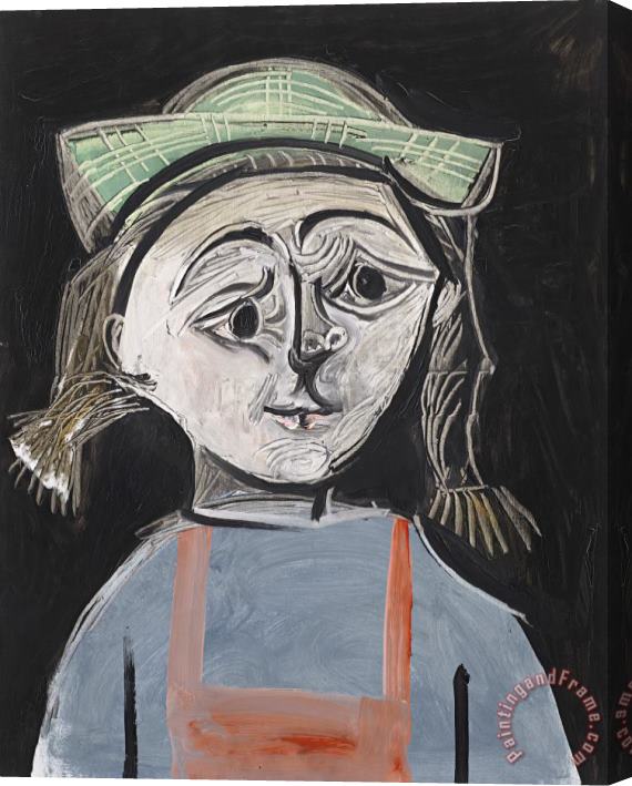 Pablo Picasso Fillette Aux Nattes Et Au Chapeau Vert Stretched Canvas Print / Canvas Art