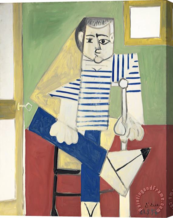 Pablo Picasso Homme Assis Sur Une Chaise Stretched Canvas Print / Canvas Art