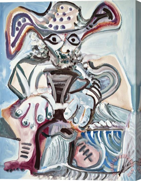 Pablo Picasso Homme Au Chapeau Assis Stretched Canvas Painting / Canvas Art
