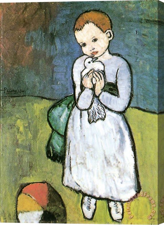 Pablo Picasso Kind Mit Taube 1901 Stretched Canvas Print / Canvas Art