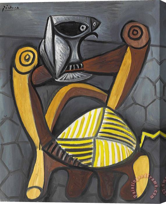 Pablo Picasso Le Hibou Sur La Chaise Stretched Canvas Print / Canvas Art