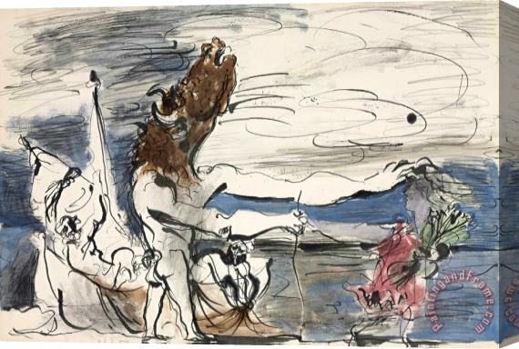 Pablo Picasso Minotaure Aveugle Conduit Par Une Petite Fille, 1934 Stretched Canvas Print / Canvas Art