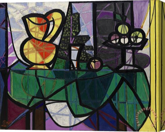 Pablo Picasso Pitcher And Bowl of Fruit (pichet Et Coupe De Fruits) Stretched Canvas Print / Canvas Art