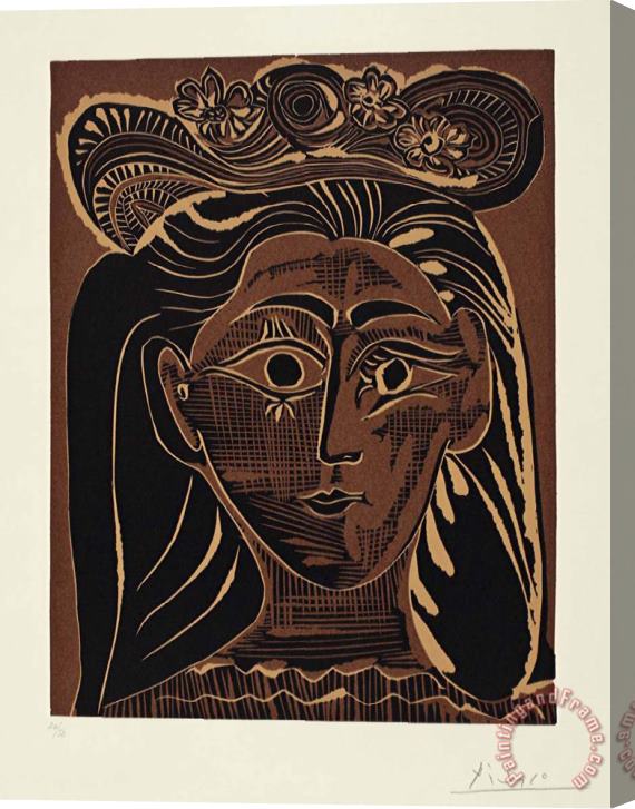 Pablo Picasso Portrait De Jacqueline, Chapeau De Paille Fleri Stretched Canvas Print / Canvas Art