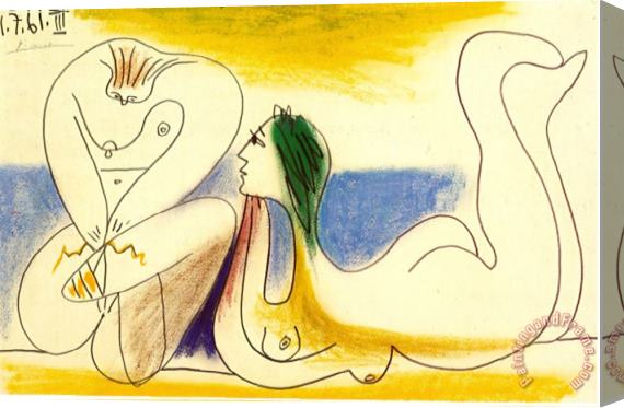 Pablo Picasso Sur La Plage 1961 Stretched Canvas Print / Canvas Art