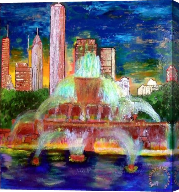 pallet Chicacgo Buckingham Fountain Stretched Canvas Painting / Canvas Art