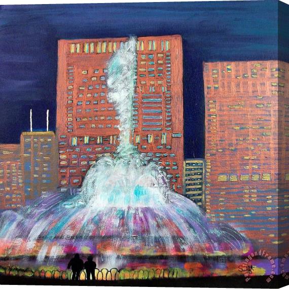 pallet Chicago Buckingham Fountain at Night Stretched Canvas Painting / Canvas Art