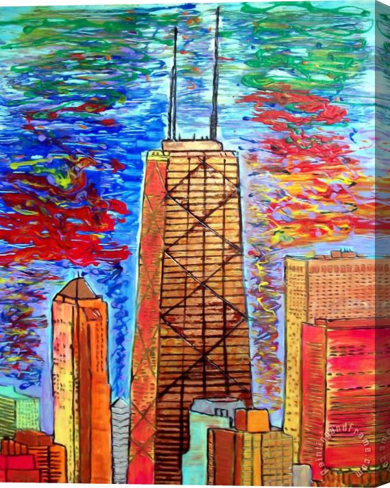 pallet Chicago John Hancock Building Stretched Canvas Painting / Canvas Art