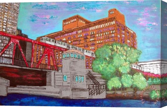 pallet Chicago River Stretched Canvas Painting / Canvas Art