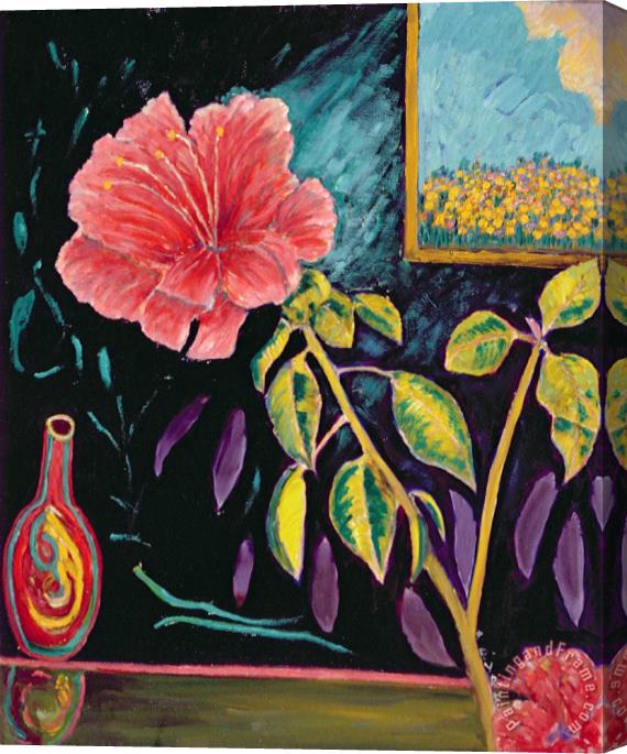 Patricia Eyre Hibiscus With Vase Stretched Canvas Painting / Canvas Art