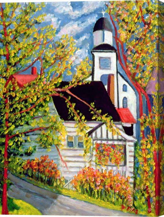 Patricia Eyre House With Church Badeck Stretched Canvas Painting / Canvas Art