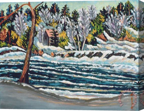 Patricia Eyre Winter Thaw Gatineau River Stretched Canvas Painting / Canvas Art