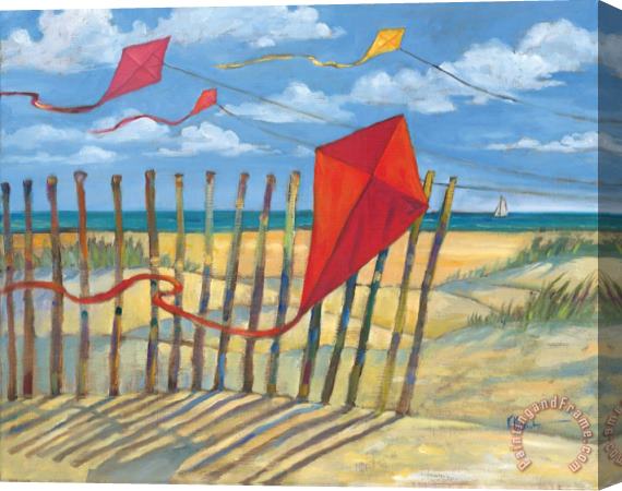 Paul Brent Beach Kites Red Stretched Canvas Print / Canvas Art