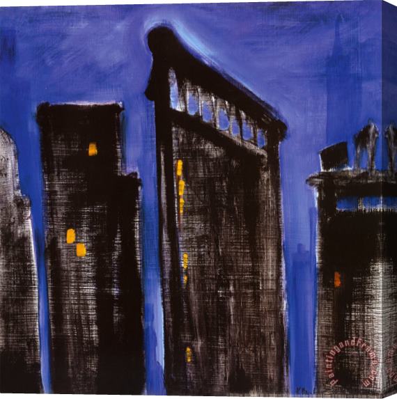 Paul Brent Blue Cityscape Stretched Canvas Painting / Canvas Art