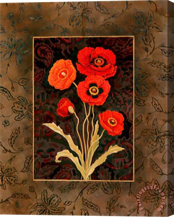 Paul Brent Damask Poppies Stretched Canvas Painting / Canvas Art