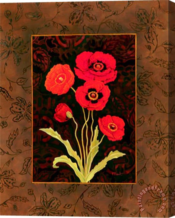 Paul Brent Damask Poppy Stretched Canvas Painting / Canvas Art
