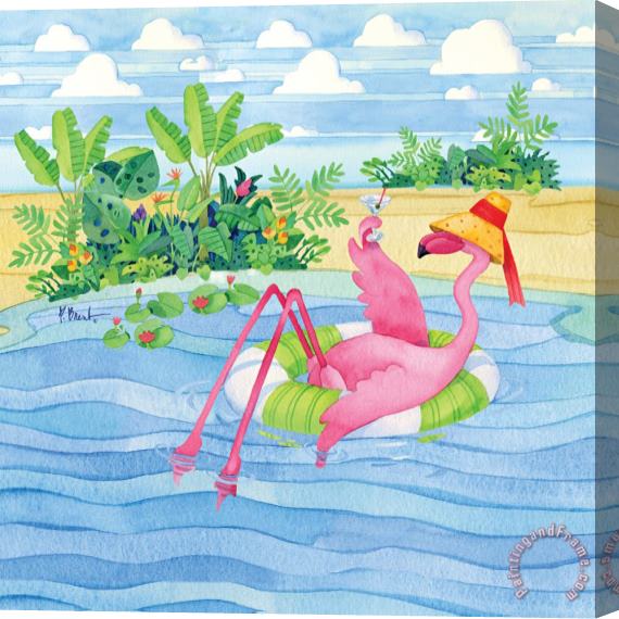 Paul Brent Martini Float Flamingo Stretched Canvas Painting / Canvas Art