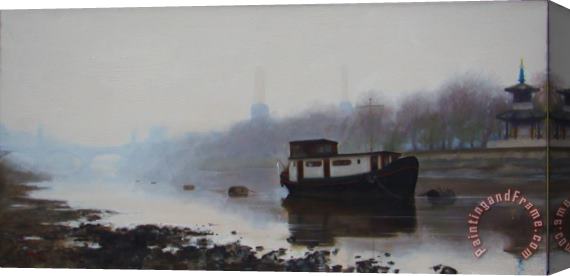 Paul Brown River Thames Stretched Canvas Painting / Canvas Art