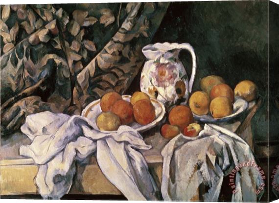 Paul Cezanne Curtain Carafe And Fruit Stretched Canvas Painting / Canvas Art