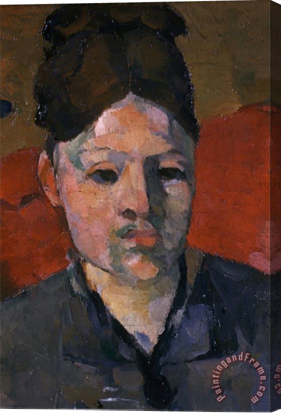 Paul Cezanne Detail of Woman S Head From The Artist S Wife in a Red Armchair Stretched Canvas Painting / Canvas Art