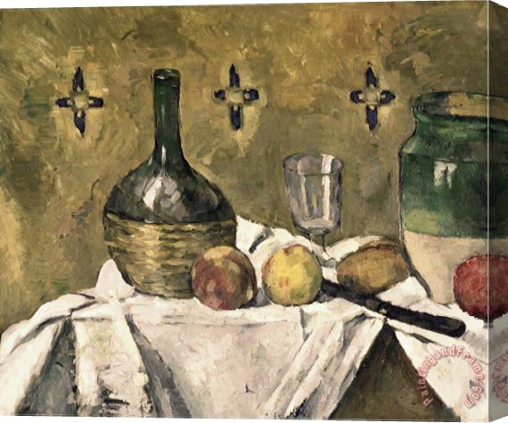 Paul Cezanne Glass And Fruit Flask Stretched Canvas Print / Canvas Art